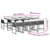 9 Piece Garden Dining Set with Cushions Grey Poly Rattan