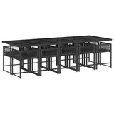 11 Piece Garden Dining Set with Cushions Black Poly Rattan - Side View