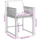 11 Piece Garden Dining Set with Cushions Grey Poly Rattan - Rear View