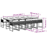 11 Piece Garden Dining Set with Cushions Mix Beige Poly Rattan - Top-Down View