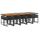 11 Piece Garden Dining Set with Cushions Black Poly Rattan - Side View
