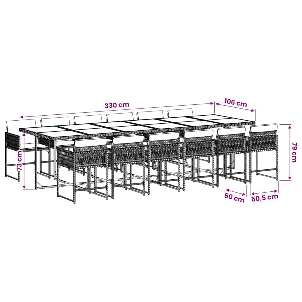 13 Piece Garden Dining Set with Cushions Black Poly Rattan