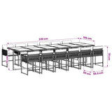 13 Piece Garden Dining Set with Cushions Black Poly Rattan