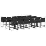 13 Piece Garden Dining Set with Cushions Black Poly Rattan