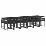13 Piece Garden Dining Set with Cushions Black Poly Rattan - Side View