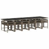 13 Piece Garden Dining Set with Cushions Grey Poly Rattan - Side View
