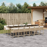 13 Piece Garden Dining Set with Cushions Beige Poly Rattan