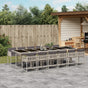 13 Piece Garden Dining Set with Cushions Light Grey Poly Rattan
