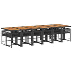 13 Piece Garden Dining Set with Cushions Black Poly Rattan