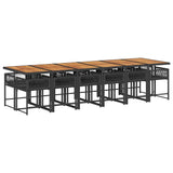 13 Piece Garden Dining Set with Cushions Black Poly Rattan - Side View