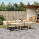 13 Piece Garden Dining Set with Cushions Beige Poly Rattan