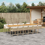 13 Piece Garden Dining Set with Cushions Beige Poly Rattan