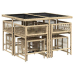 9 Piece Garden Dining Set with Cushions Mix Beige Poly Rattan