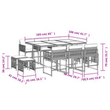 11 Piece Garden Dining Set with Cushions Grey Poly Rattan - Rear View