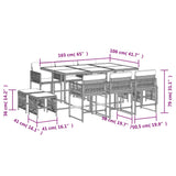 11 Piece Garden Dining Set with Cushions Mix Beige Poly Rattan - Rear View
