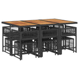 11 Piece Garden Dining Set with Cushions Black Poly Rattan - Side View