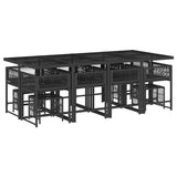 13 Piece Garden Dining Set with Cushions Black Poly Rattan