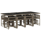 13 Piece Garden Dining Set with Cushions Grey Poly Rattan - Side View