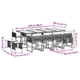 13 Piece Garden Dining Set with Cushions Grey Poly Rattan