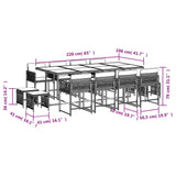 13 Piece Garden Dining Set with Cushions Light Grey Poly Rattan - Extra Image