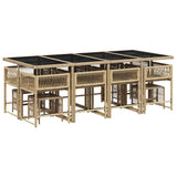 13 Piece Garden Dining Set with Cushions Mix Beige Poly Rattan - Side View