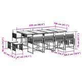 13 Piece Garden Dining Set with Cushions Mix Beige Poly Rattan