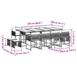 13 Piece Garden Dining Set with Cushions Mix Beige Poly Rattan - Rear View