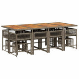 13 Piece Garden Dining Set with Cushions Grey Poly Rattan - Side View