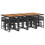 13 Piece Garden Dining Set with Cushions Black Poly Rattan - Side View