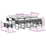 13 Piece Garden Dining Set with Cushions Black Poly Rattan - Rear View