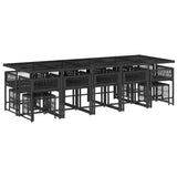 15 Piece Garden Dining Set with Cushions Black Poly Rattan - Side View