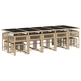 15 Piece Garden Dining Set with Cushions Beige Poly Rattan - Side View