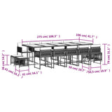 15 Piece Garden Dining Set with Cushions Beige Poly Rattan - Rear View