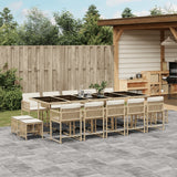 15 Piece Garden Dining Set with Cushions Beige Poly Rattan