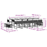 15 Piece Garden Dining Set with Cushions Light Grey Poly Rattan - Extra Image