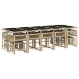 15 Piece Garden Dining Set with Cushions Mix Beige Poly Rattan - Side View