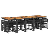 15 Piece Garden Dining Set with Cushions Black Poly Rattan - Side View