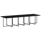 17 Piece Garden Dining Set with Cushions Black Poly Rattan - Top-Down View