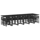 17 Piece Garden Dining Set with Cushions Black Poly Rattan - Side View