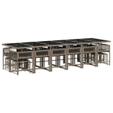 17 Piece Garden Dining Set with Cushions Grey Poly Rattan - Side View