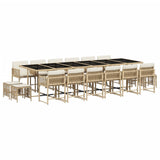 17 Piece Garden Dining Set with Cushions Beige Poly Rattan