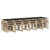 17 Piece Garden Dining Set with Cushions Beige Poly Rattan - Side View