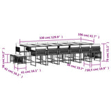 17 Piece Garden Dining Set with Cushions Light Grey Poly Rattan