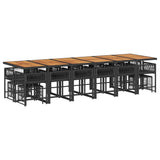 17 Piece Garden Dining Set with Cushions Black Poly Rattan - Side View