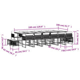 17 Piece Garden Dining Set with Cushions Beige Poly Rattan
