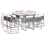 9 Piece Garden Dining Set with Cushions Black Poly Rattan - 45-Degree Angle