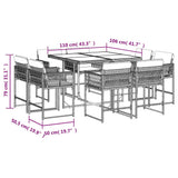 9 Piece Garden Dining Set with Cushions Beige Poly Rattan