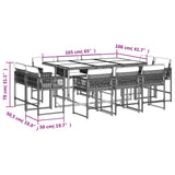 11 Piece Garden Dining Set with Cushions Grey Poly Rattan - 45-Degree Angle