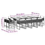 13 Piece Garden Dining Set with Cushions Beige Poly Rattan