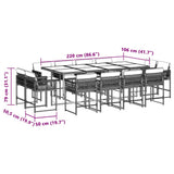 13 Piece Garden Dining Set with Cushions Mix Beige Poly Rattan - 45-Degree Angle